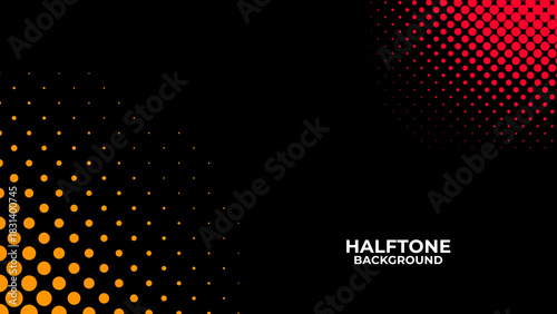 Abstract halftone yellow dotted black background. texture overlay grunge distress linear. Vector halftone dots. Halftone effect. banner, cover, poster, flyer, presentation, ads