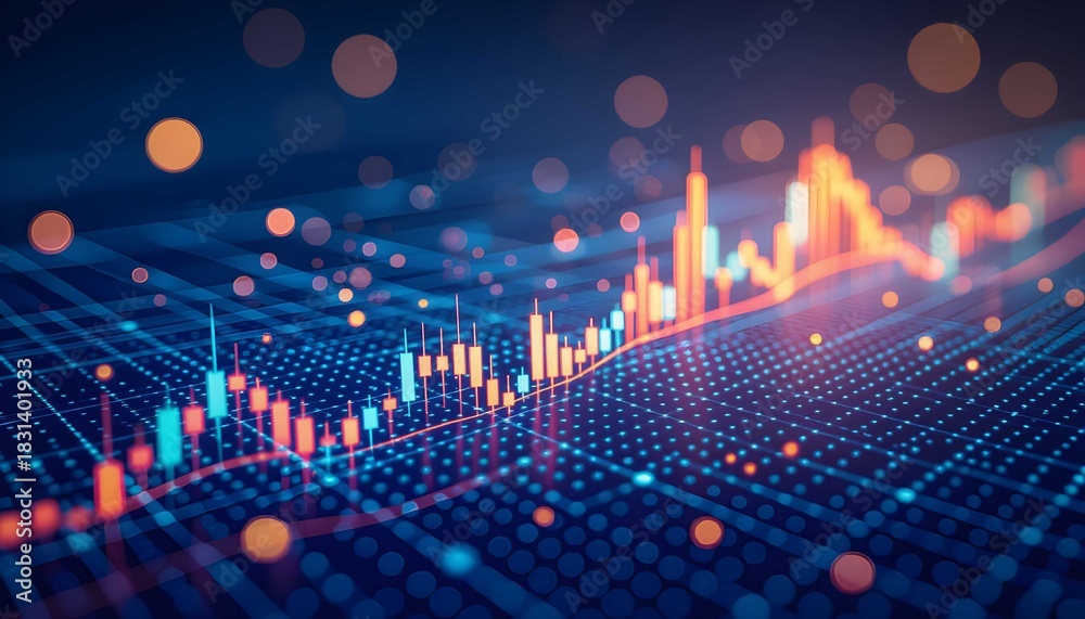Obraz premium Futuristic financial market data visualization showing upward growth analysis