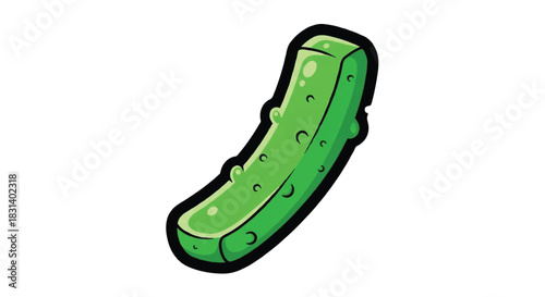 A vibrant green pickle with a glossy finish and bumpy texture.
