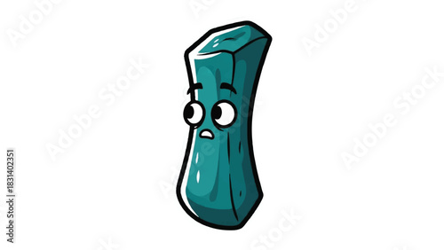 Cartoon gemstone with eyes looking worried and concerned about something.