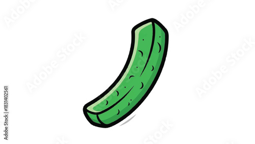 Green pickle illustration isolated on white background with simple design.