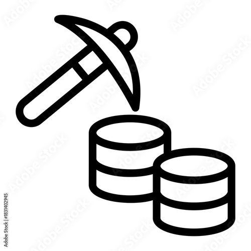 Data mining pickaxe Line Icon