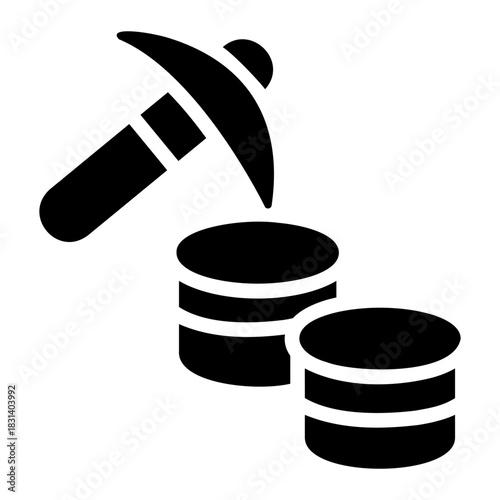 Data mining pickaxe Solid icon