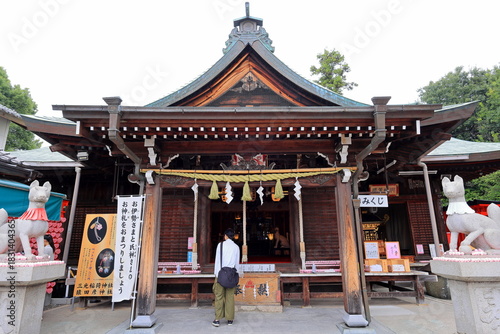 Sanko Inari Shrine, a Shinto shrine renowned for its red torii gates near Inuyama Castle in Inuyama, Aichi, Japan 