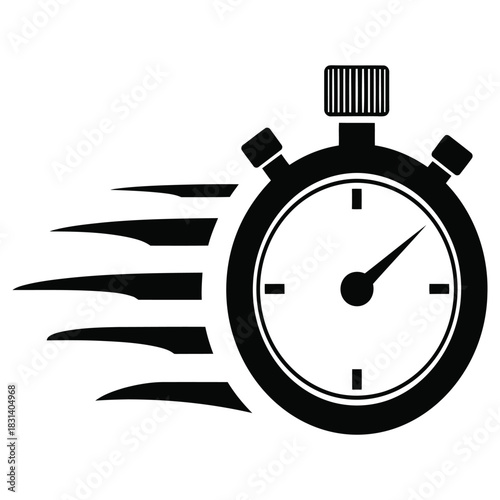 Speed Timing Icon: Fast Timer Concept with Stopwatch Silhouette Illustration