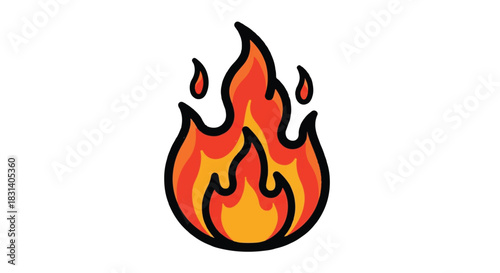 Stylized illustration of a bright orange and yellow flame.