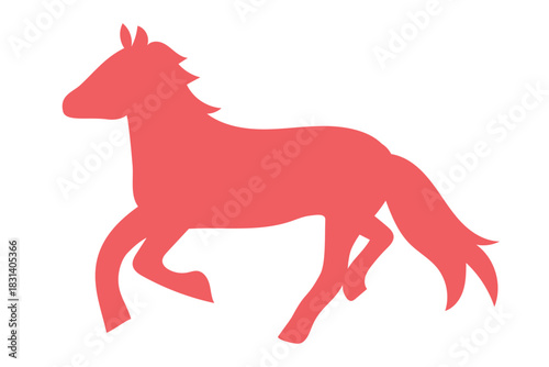 走る馬のシルエット　赤　年賀状　午年　干支　シンプル