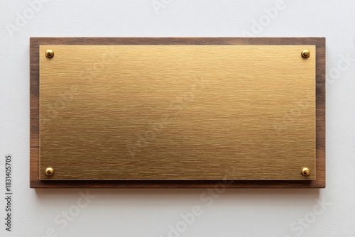 A Polished Gold Plaque Mounted on a Wooden Board, Perfect for Engraving Awards, Recognition, or Commemorative Messages