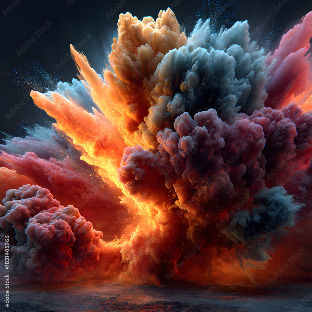 Fototapeta premium 2026 colorful powder explosion on black background