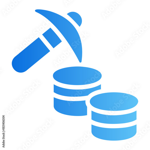Data mining pickaxe Line Gradient Icon