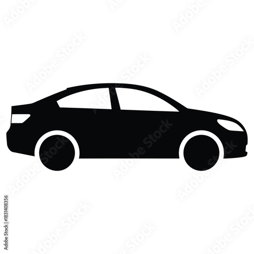 Car Silhouette Vector Illustration: Transportation, Automobile, Vehicle Design Element