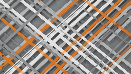 Abstract background featuring intersecting orange gray and white lines creating a modern geometric pattern ideal for contemporary design projects