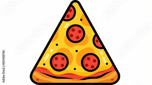 Modern flat-style pepperoni pizza illustration with bright colors and clean minimal design for food branding and digital app visuals