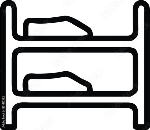 Black outline icon of a bunk bed with mattresses furniture
