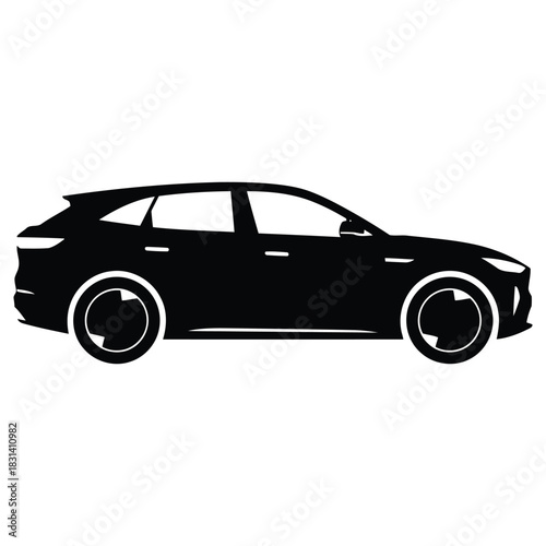 Sleek SUV Silhouette Vector Illustration, Modern Car Design, Automotive Industry Visual