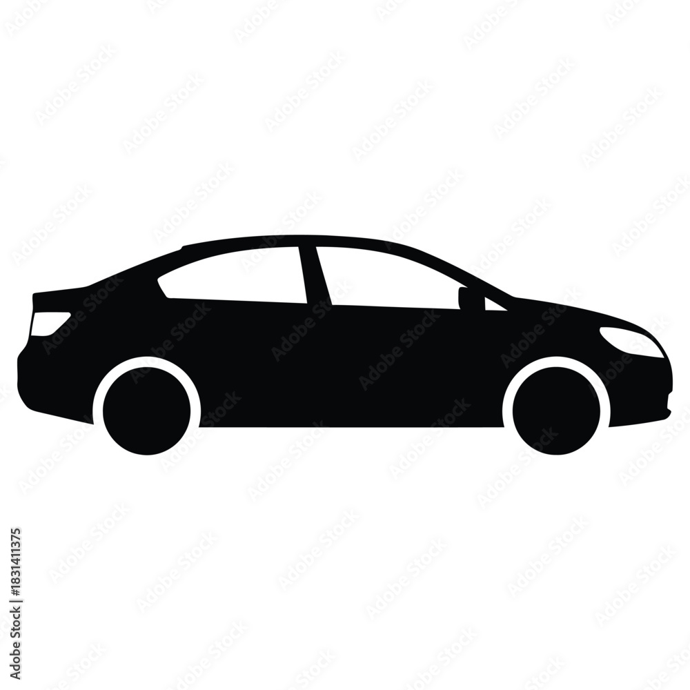 Fototapeta premium Silhouette Car Vector Icon, Sedan Type, Automotive Design Element and Auto Industry