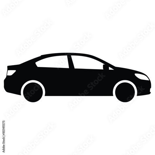 Silhouette Car Vector Icon, Sedan Type, Automotive Design Element and Auto Industry