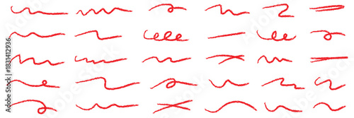 Hand drawn marker strokes set. Red paint brush lines, underlines and squiggles. Creative highlighter collection for graphic design. Ink doodle & scribble elements vector. Best Collection Design.