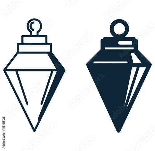 Decorative diamond ornament silhouettes with simple lines on a white background for design