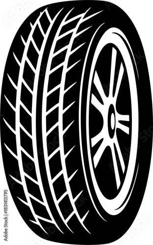 Vector Illustration of a Car Tire with Tread Pattern