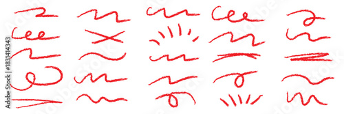 Hand drawn marker strokes set. Red paint brush lines, underlines and squiggles. Creative highlighter collection for graphic design. Ink doodle & scribble elements vector. Best Collection Design.