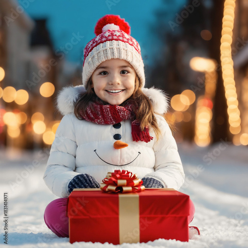 happy little girl sitting i...