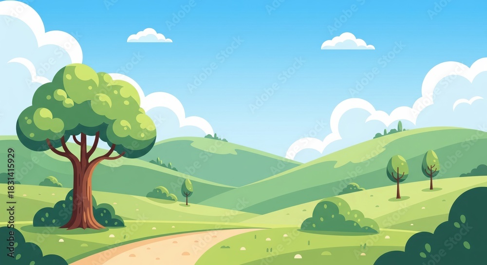 Naklejka premium summer landscape with trees