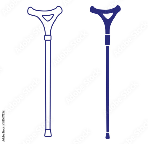 Two medical support walking canes illustrating health assistance and mobility solutions for seniors