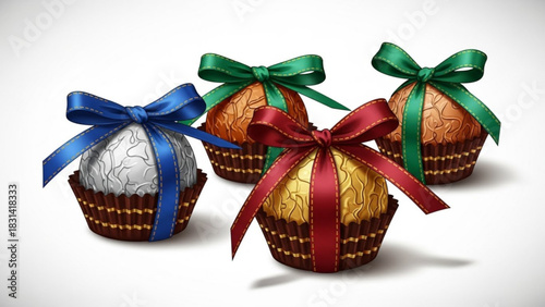 Delicious gourmet chocolate truffles with colorful ribbons perfect for gifts and special occasions treats