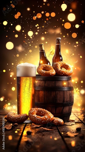 Oktoberfest Beer and Pretzels