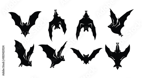 Silhouettes of hanging bats creating a spooky halloween atmosphere