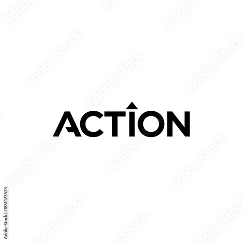 Black word action with circumflex accent
