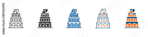 Wedding Cake Icon Set Multiple Style Collection 