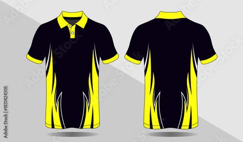 Stylish Black and Yellow Polo Shirt Design for Active Lifestyle Wear with Unique Patterns