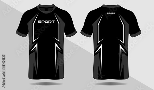 Black Athletic Shirt Design for Sports Wear with Modern Graphics and Stylish Appearance