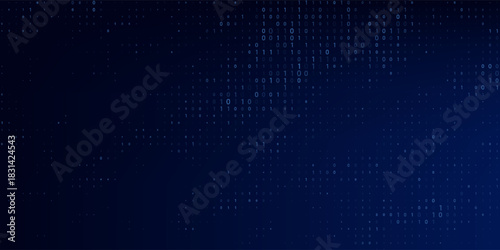 Abstract Matrix Technology Background. Binary Computer Code. Programming, Coding, Hacker Concept. Binary Numbers 0 and 1 Flying. Vector Background Illustration.