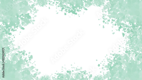 Soft Mint Green Watercolor Splatter Frame Background