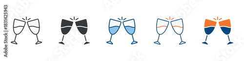Champagne Icon Set Multiple Style Collection 
