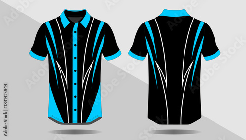 Stylish Short Sleeve Shirt Design with Blue and Black Color Scheme for Sports or Casual Wear