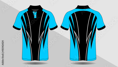 Stylish Blue and Black Sports Polo Shirt Design for Athletic Wear and Casual Fashion