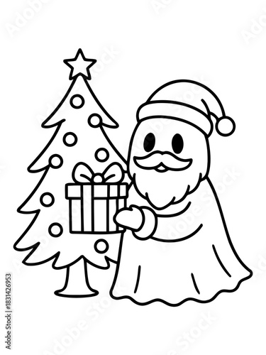 Joyful Christmas Season Illustration: a cheerful illustration depicting a festive Christmas scene, featuring a jolly character and decorated tree, perfectly capturing the spirit of the holidays.