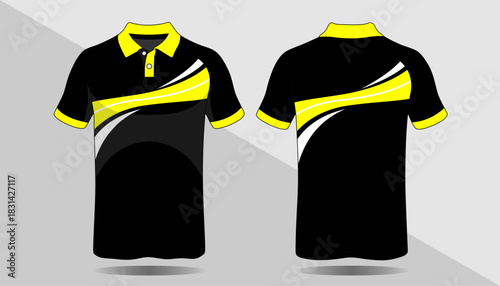 Stylish Black and Yellow Polo Shirt Design with Modern Stripes and Chic Detailing