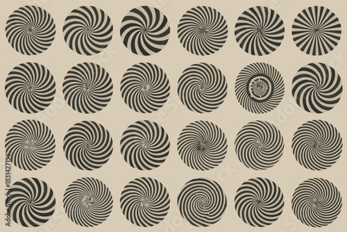 Optical Illusion Spiral & Wave Pattern Set – 20 Hypnotic Black and White Designs