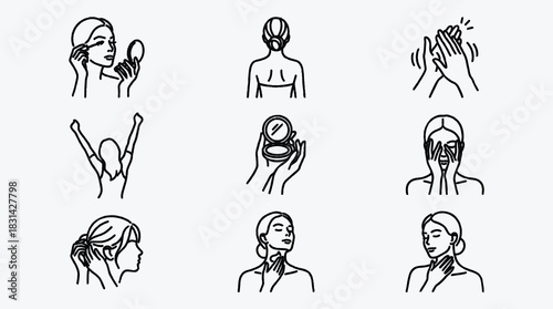 Icons Collection Showing Beauty Wellness Relaxation and Self Care Vector Graphics