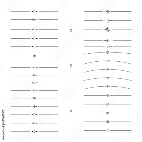 Elevate your designs with this extensive collection of elegant, modern decorative line dividers and ornaments for professional graphic creation.