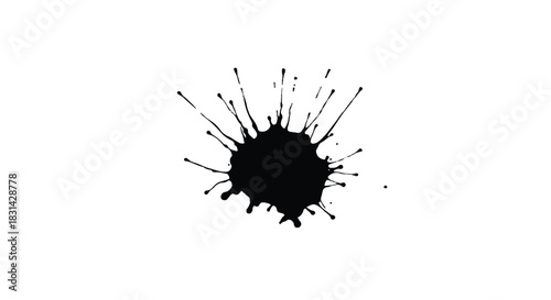 Black Ink Splatter Abstract Design Element.