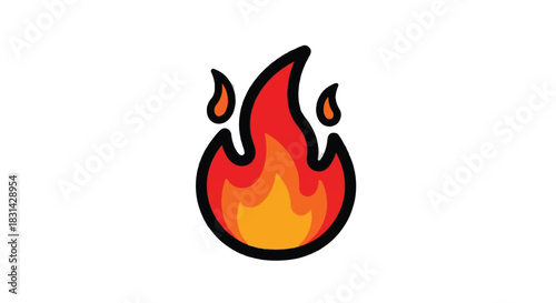 Stylized Fire Icon with Flames and Sparks.