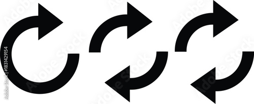 Three circular arrows showing a continuous flow and cyclical process