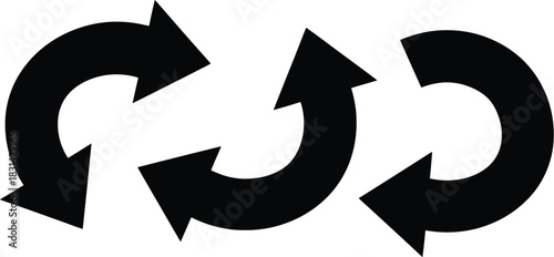 Three interlocking black arrows forming a continuous circular loop design