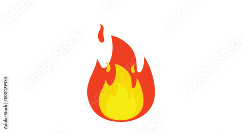 Stylized Flame Illustration with Red and Yellow Colors.